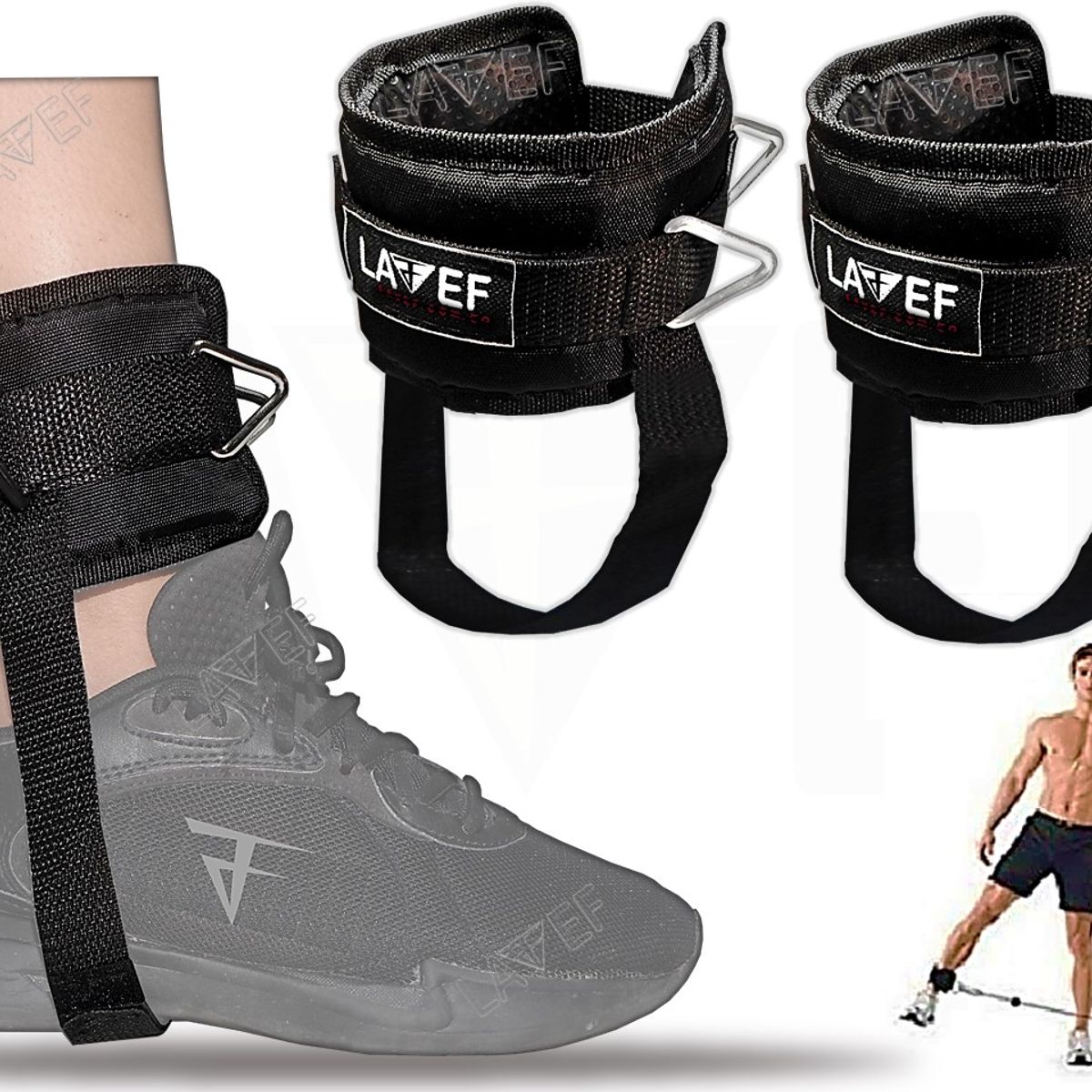 LAVEF - Grilletes para Tobillo con Anclaje de Polea para Gimnasio