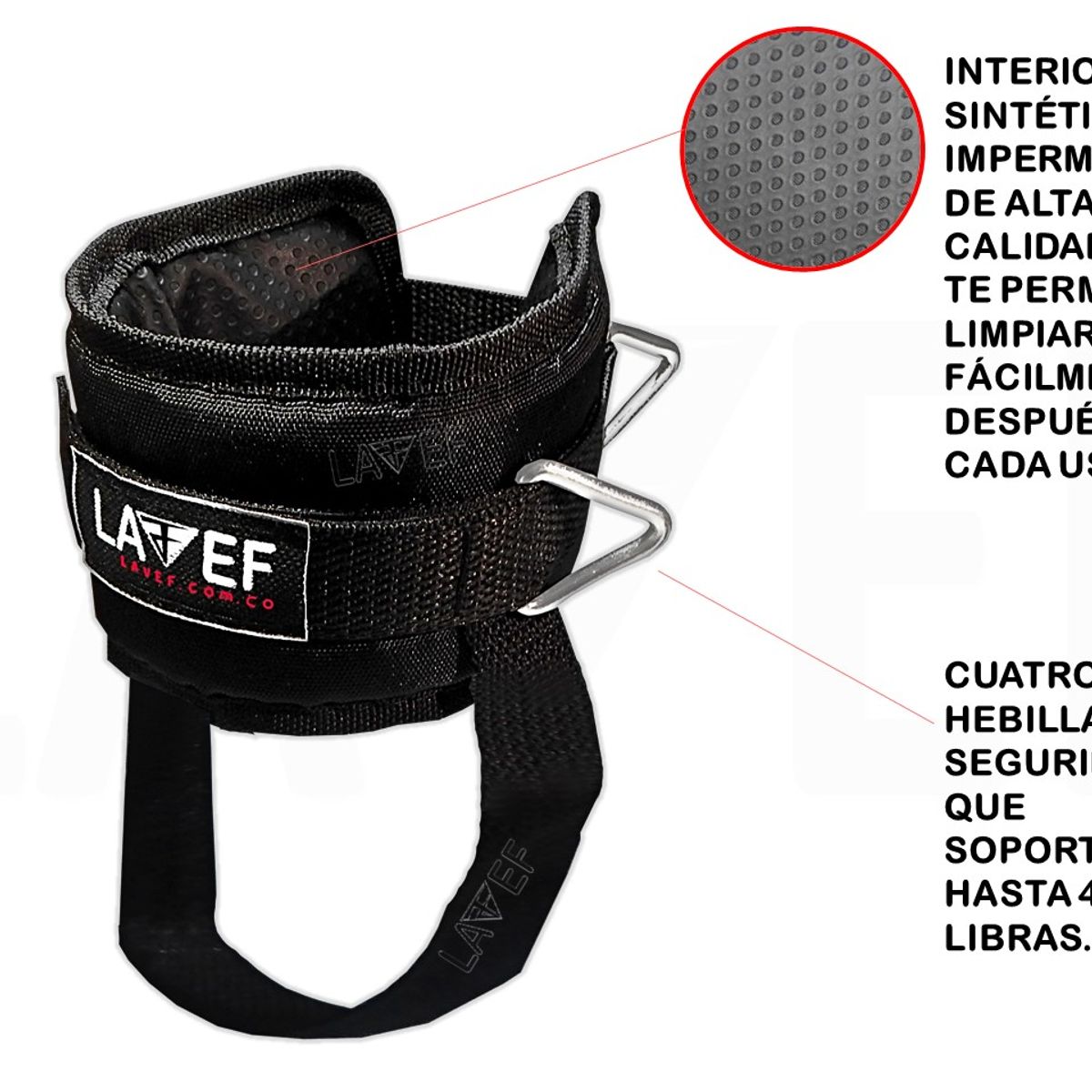 LAVEF - Grilletes para Tobillo con Anclaje de Polea para Gimnasio