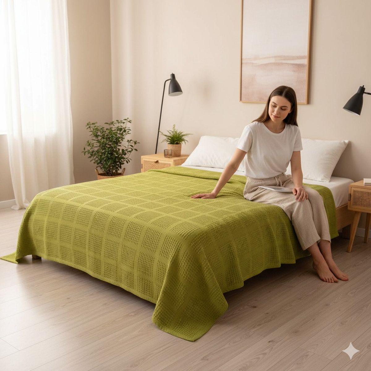 FATELARES - Cobija Galleta 100% Algodón Marca Fatelares Cama Doble