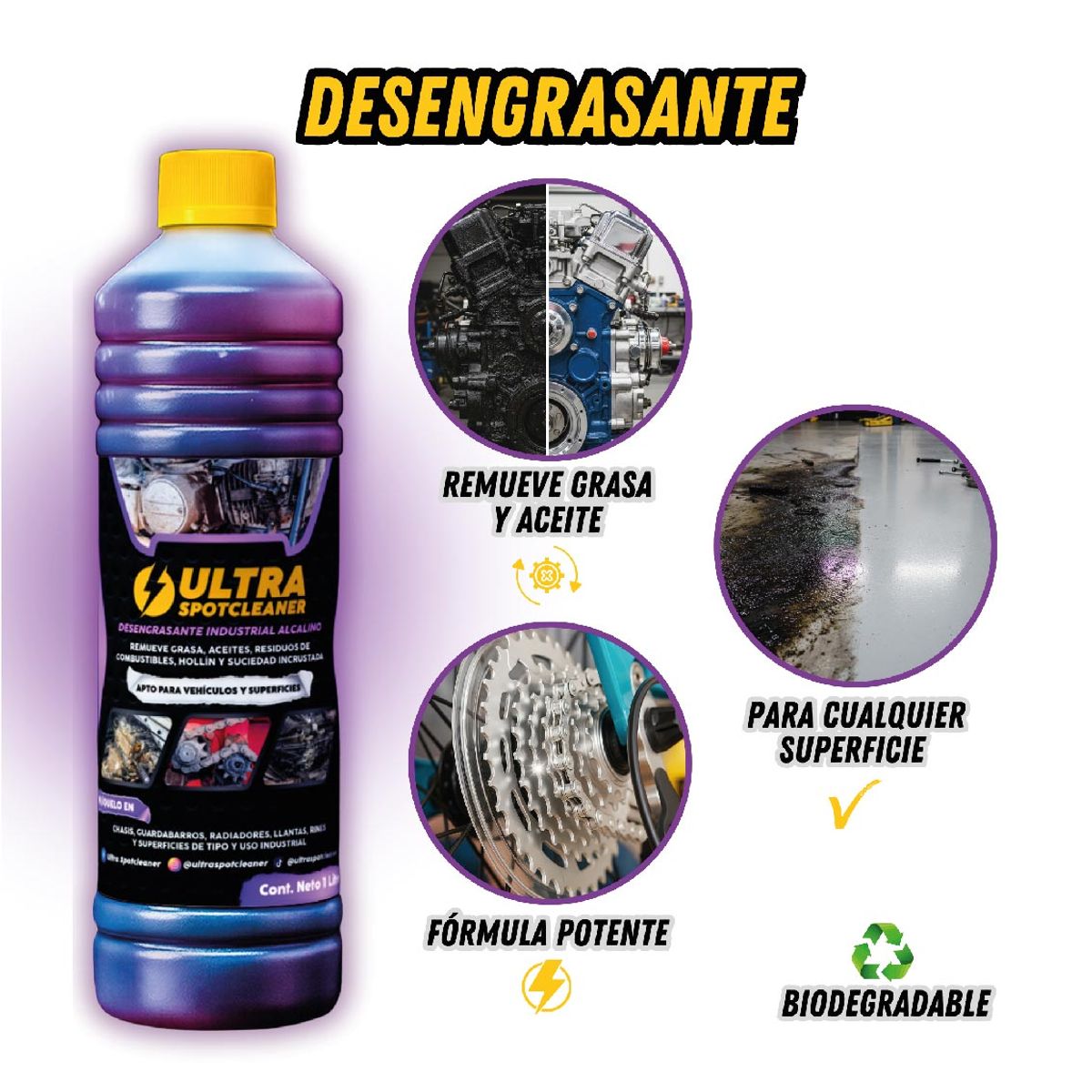ULTRA SPOTCLEANER - Desengrasante Industrial Alcalino Ultra SpotCleaner 2 Litros