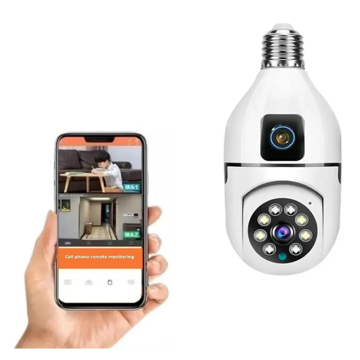GENERICO - Cámara De Seguridad Bombillo Doble Lente V380 Pro Wifi Blanc
