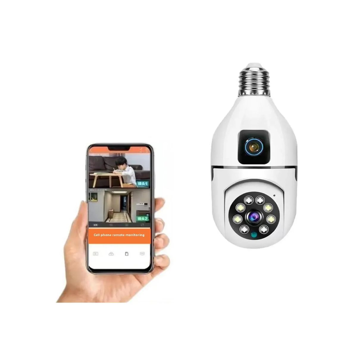GENERICO - Cámara De Seguridad Bombillo Doble Lente V380 Pro Wifi Blanc