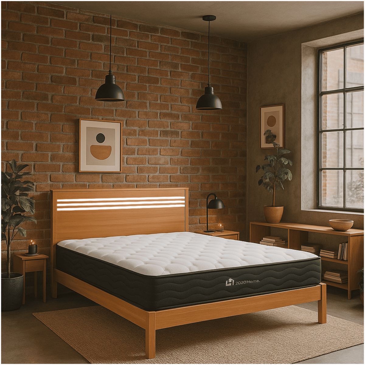 2020 HOME - Combo Colchón Plenitud Doble 1,40 x 1,90 cm + Cama Kaia