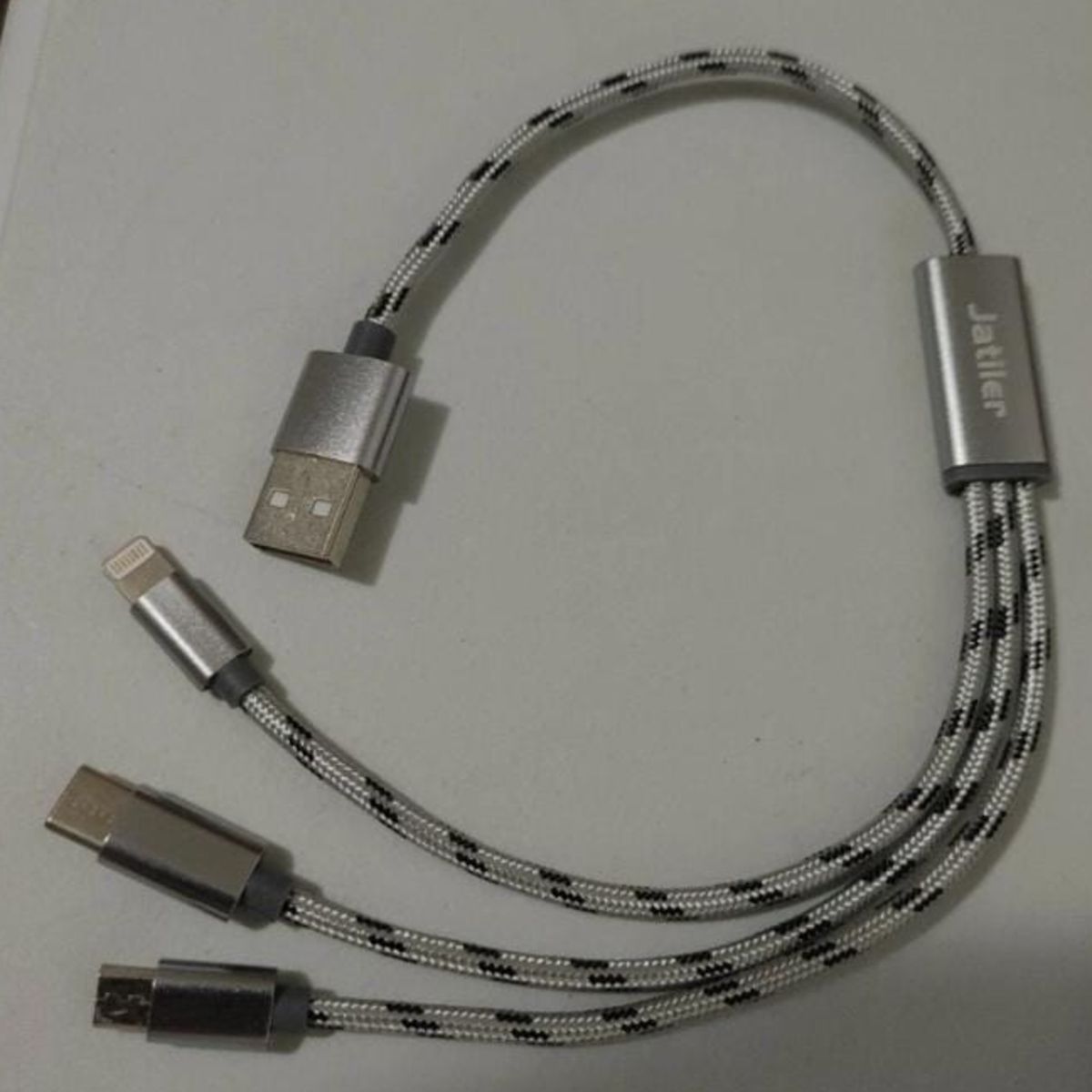 FAJATE - Cable De Carga 3 En 1 Nylon Usb-c A Micro Usb Jatiler - Blanco