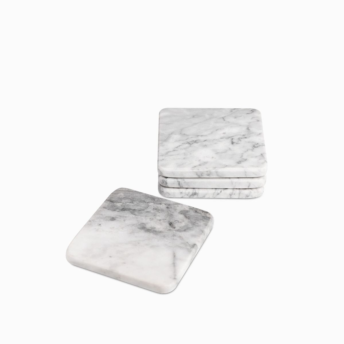 AMBIENTE GOURMET - Portavasos cuadrado mármol set x4