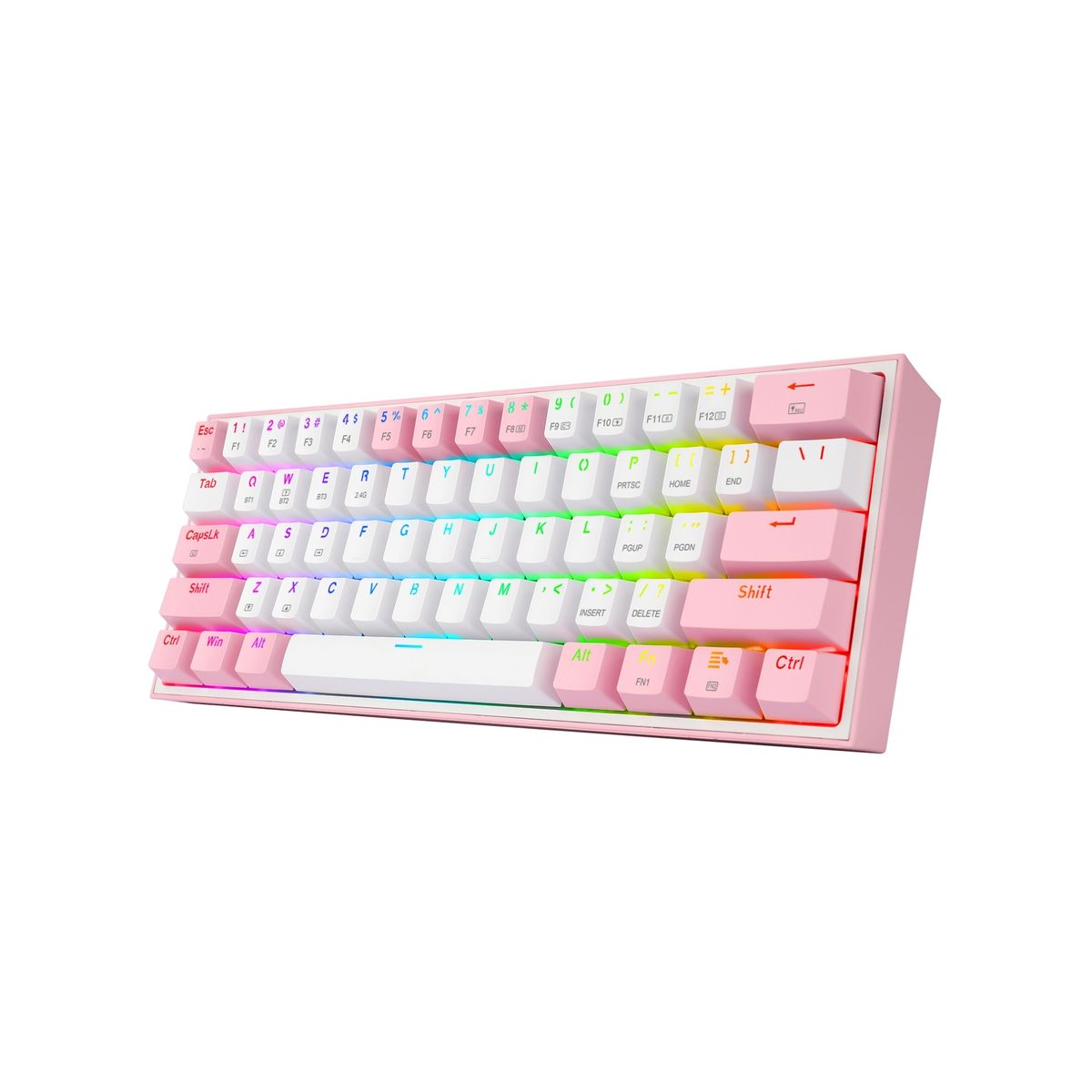 REDRAGON - TECLADO MECÁNICO REDRAGON FIZZ PRO K616 RGB ROSA BLANCO SWITCH ROJO
