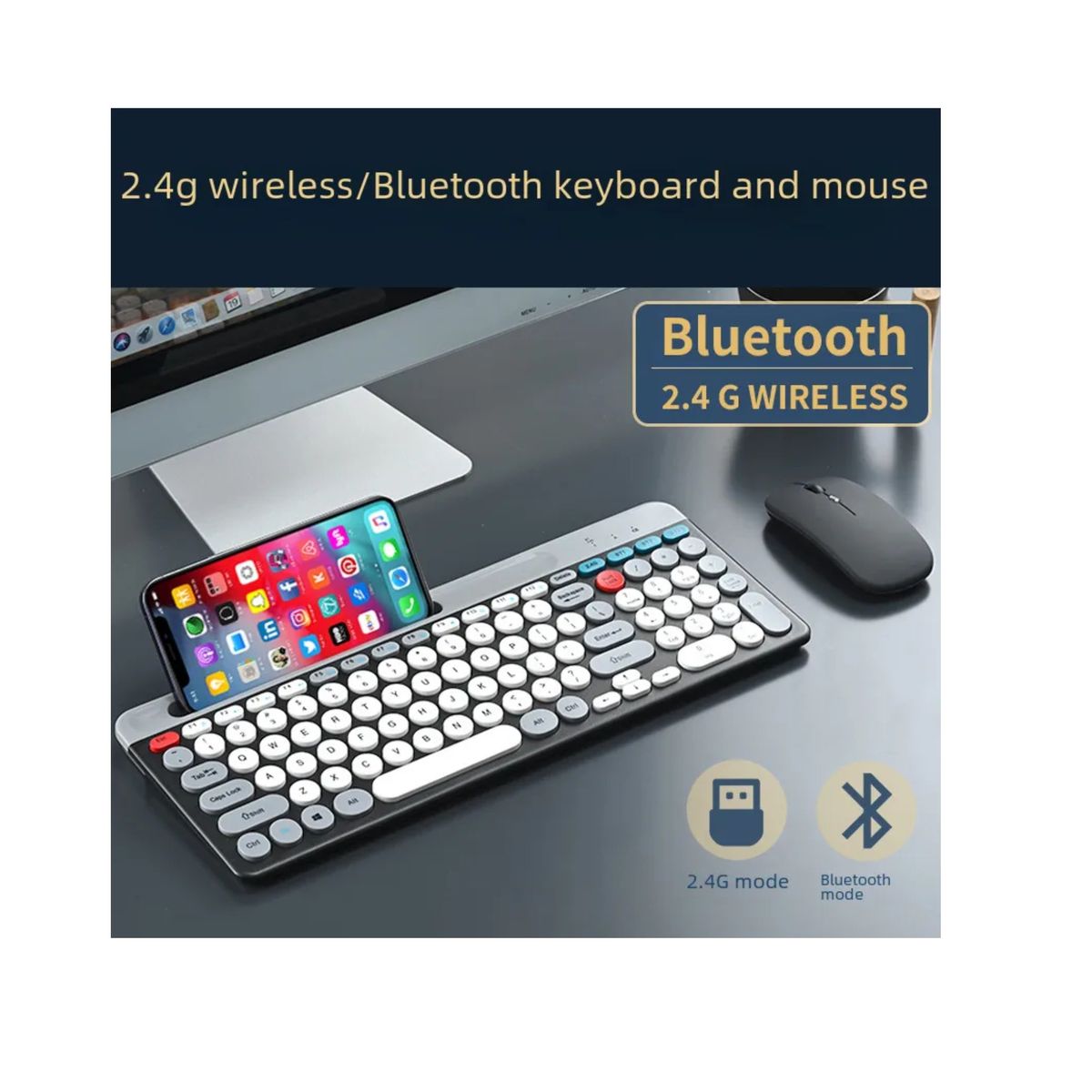 GENERICO - Combo Teclado Y Mouse Inalambrico Multidispositivo Teclop001