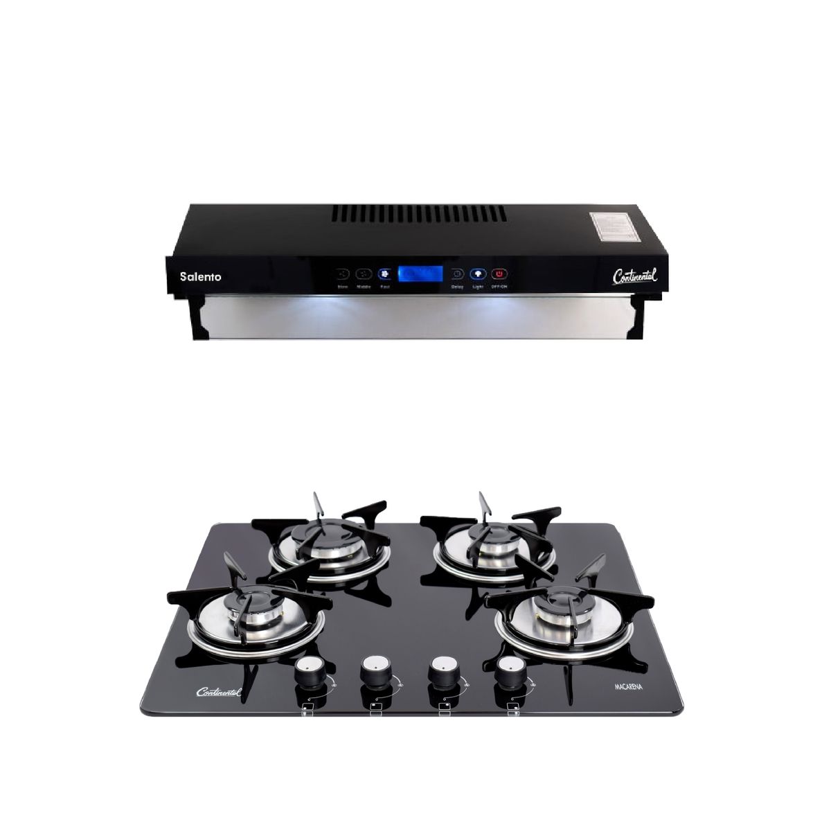 CONTINENTAL - Combo Estufa Empotrable Vidrio Templado 5883 + Campana Extractora Digital 6880