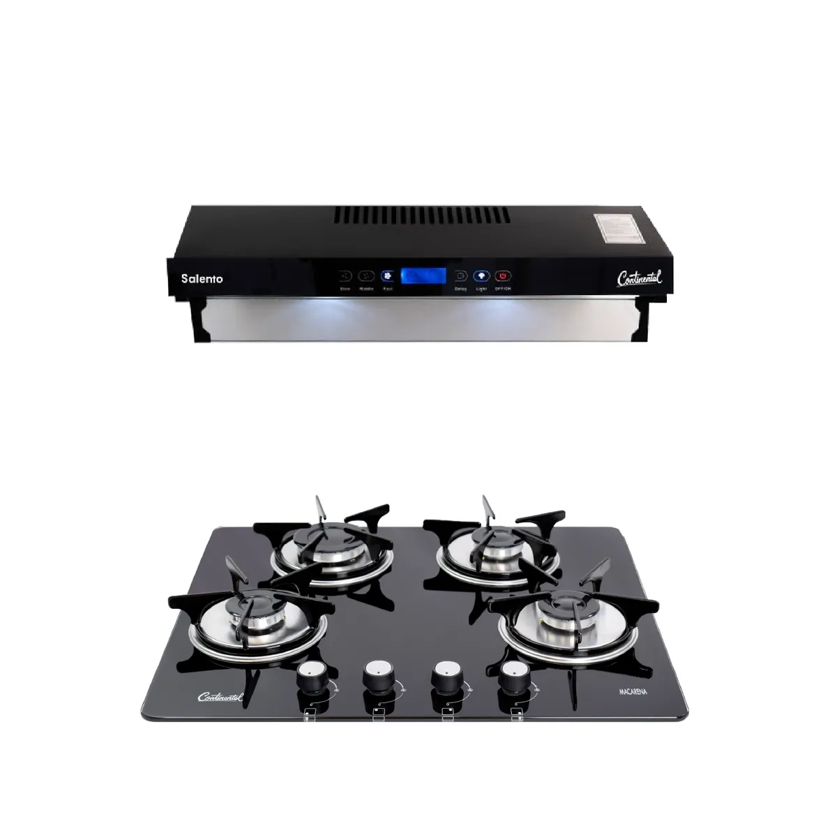 CONTINENTAL - Combo Estufa Empotrable Vidrio Templado 5883 + Campana Extractora Digital 6880