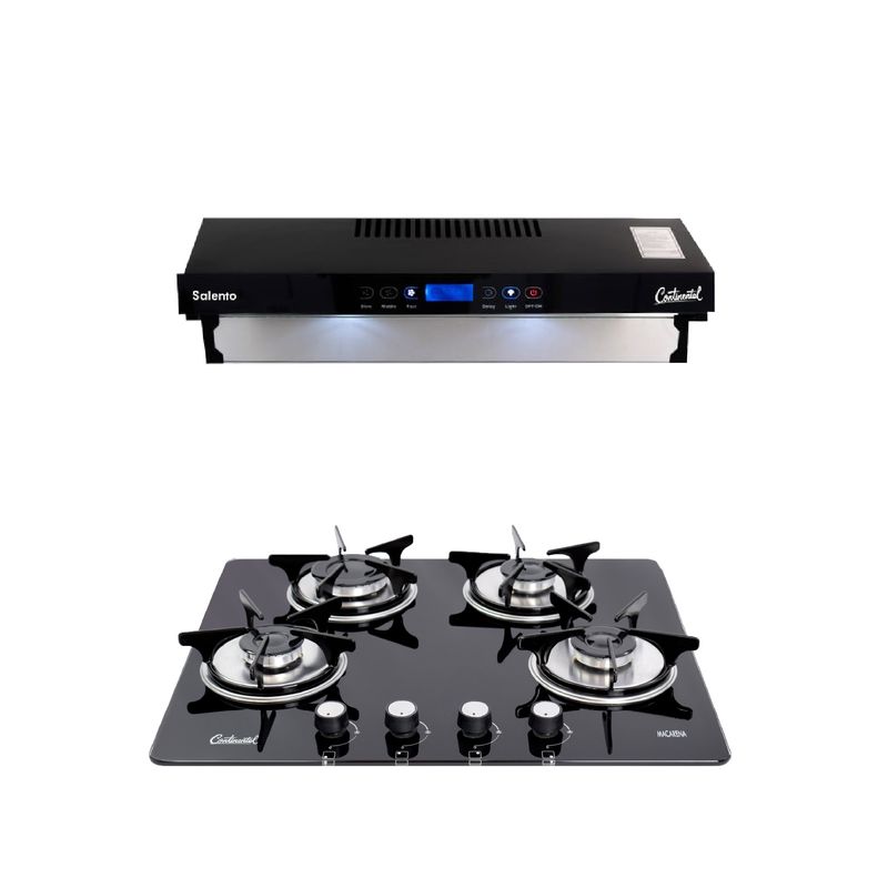 CONTINENTAL - Combo Estufa Empotrable Vidrio Templado 5883 + Campana Extractora Digital 6880