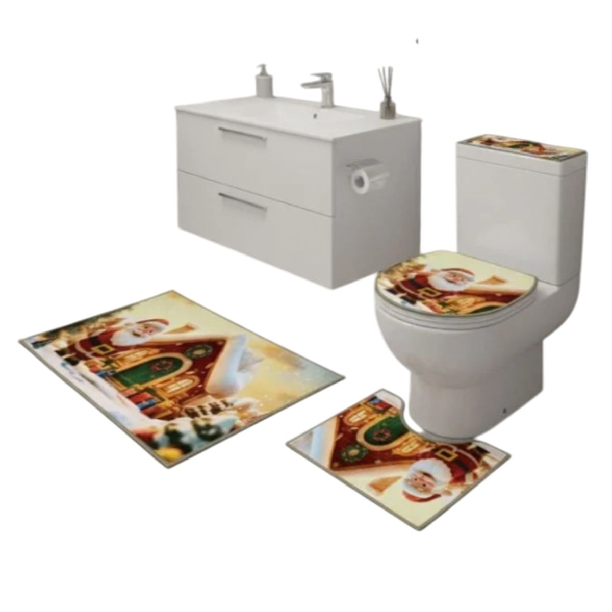 GENERICO - Juego de baño 4 piezas Navideño antideslizante
