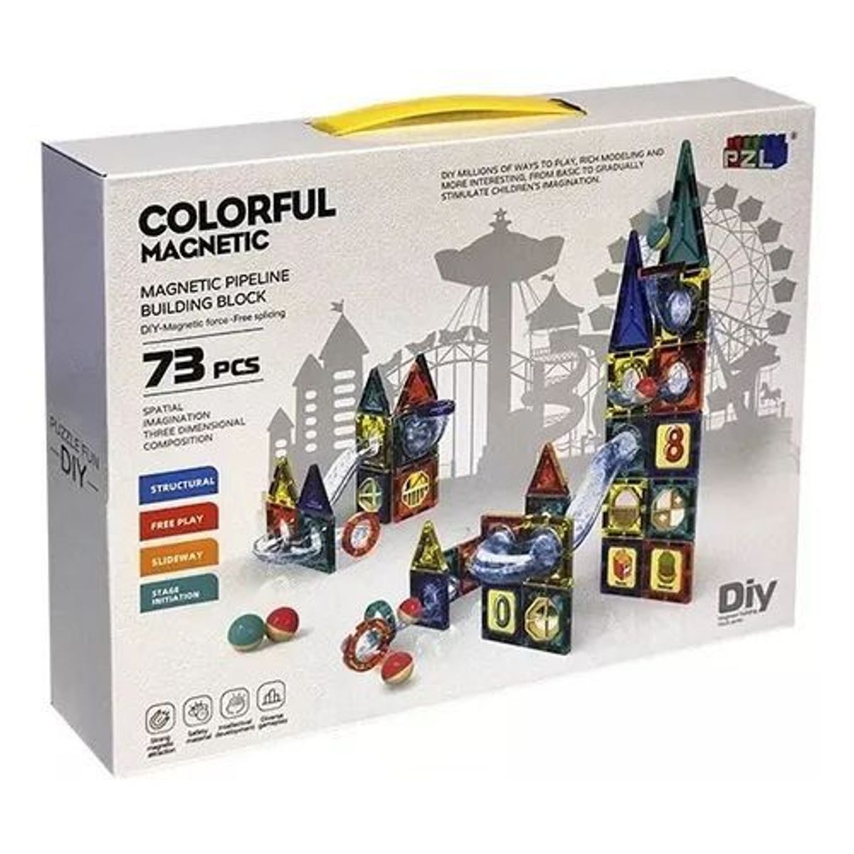 GENERICO - Bloques Magnéticas x73 Piezas Laberinto y Luces