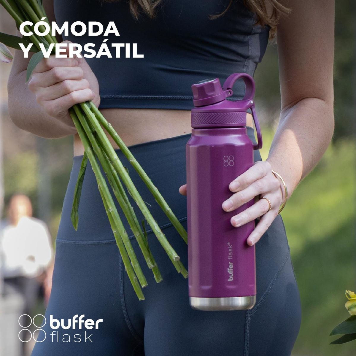 BUFFER FLASK - Termo Botella Termica Agua Acero Inox Buffer 1L + tapas - Vino