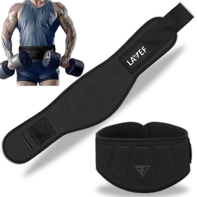 LAVEF - Cinturón de Fuerza Pro para Gym Entrenamiento y Levantamiento - Negro - L