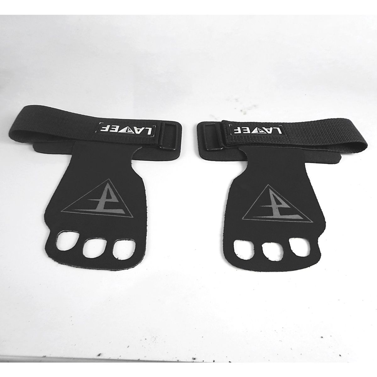 LAVEF - Calleras de Carnaza 3 Dedos para Gimnasio y Crossfit - Negro - XL