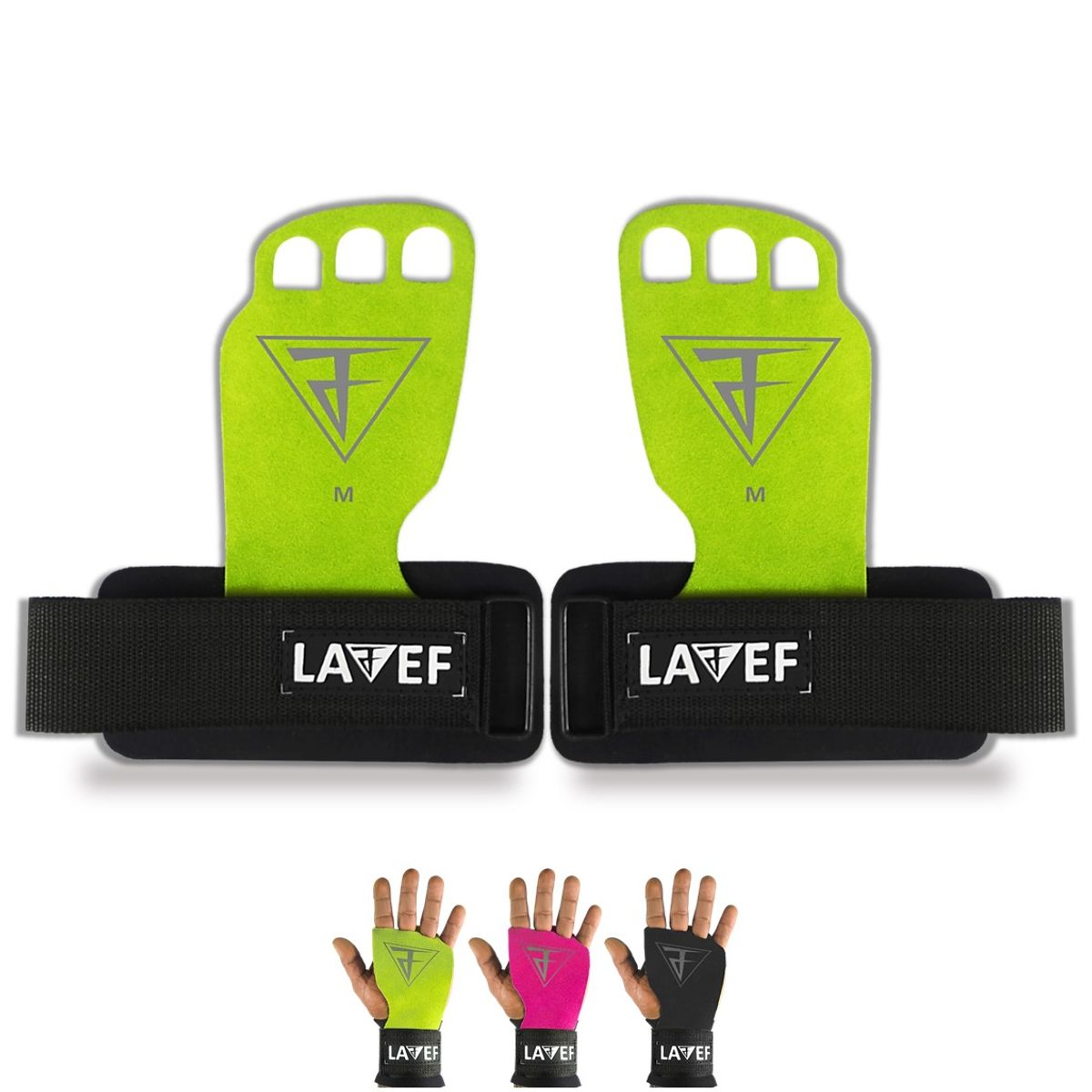 LAVEF - Calleras de Carnaza 3 Dedos para Gimnasio y Crossfit - Verde - M