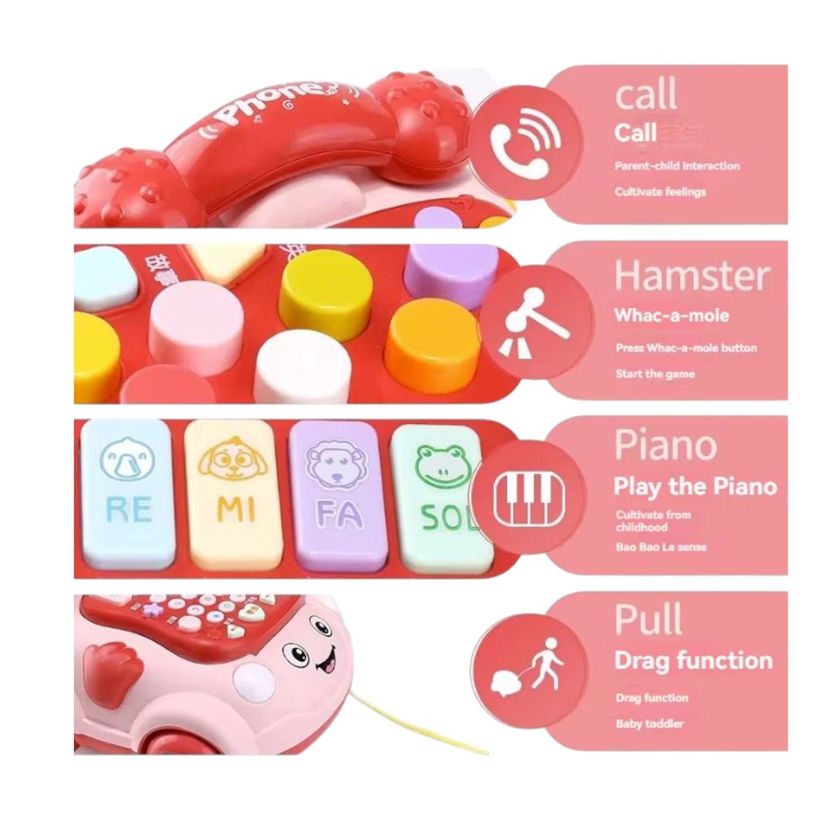 GENERICO - Juguete Teléfono Didáctico Musical Con Notas y Luces Azul