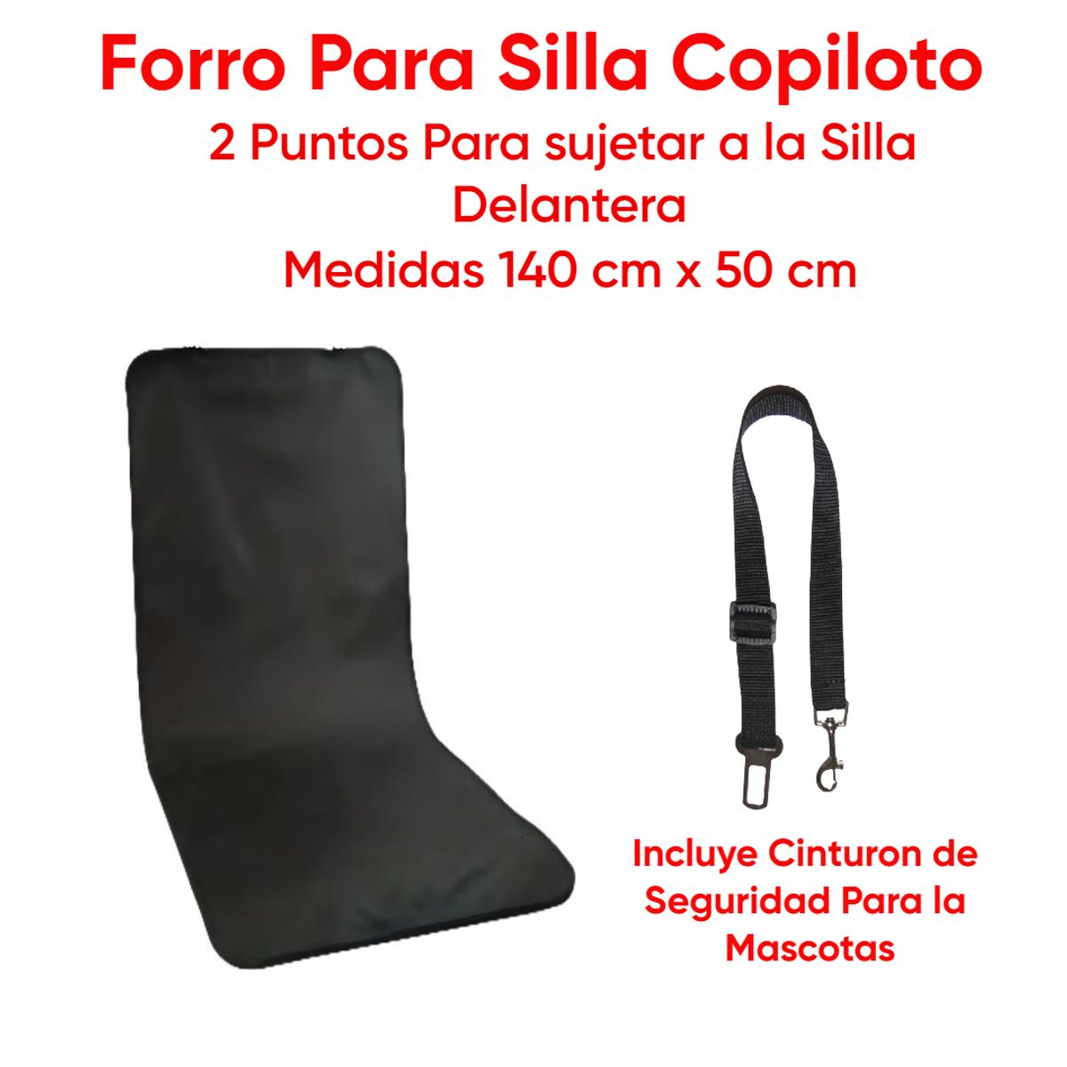 HALLY PET - Forro Silla Copiloto + Cinturon de Seguridad