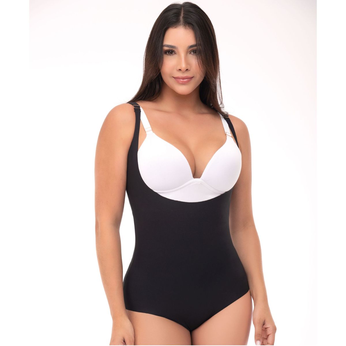 FAJATE - Body invisible sin costuras de busto libre con compresión uniforme en abdomen y cintura color negro