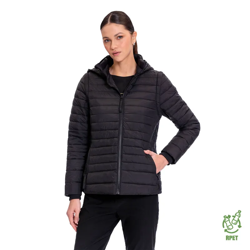 TOTTO - Chaqueta Acolchada 2 en 1 Rpet Chalina Negra Para Mujer
