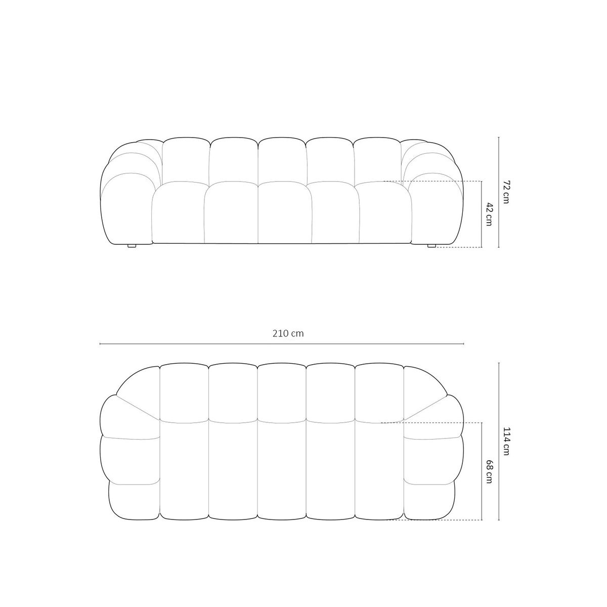 GENERICO - Sofá Moderno para Sala Serena Nube 3 Plazas Gris