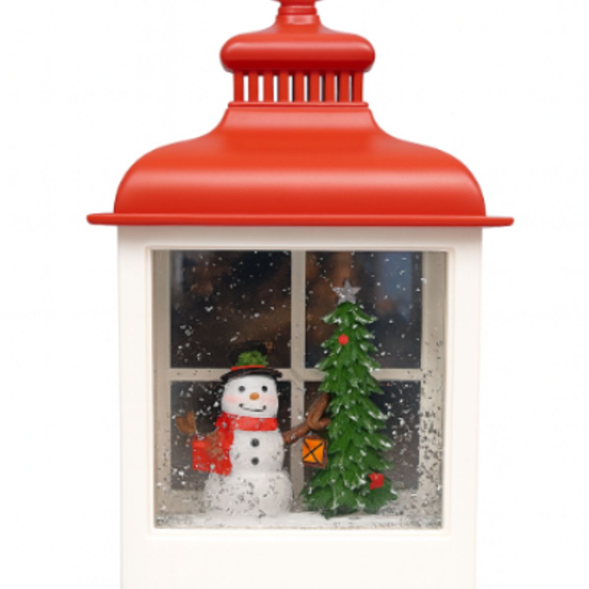 GENERICO - Farol Navideño Decorativo con Muñeco de Nieve y Arbol, Adorno Navideño Elegante 14