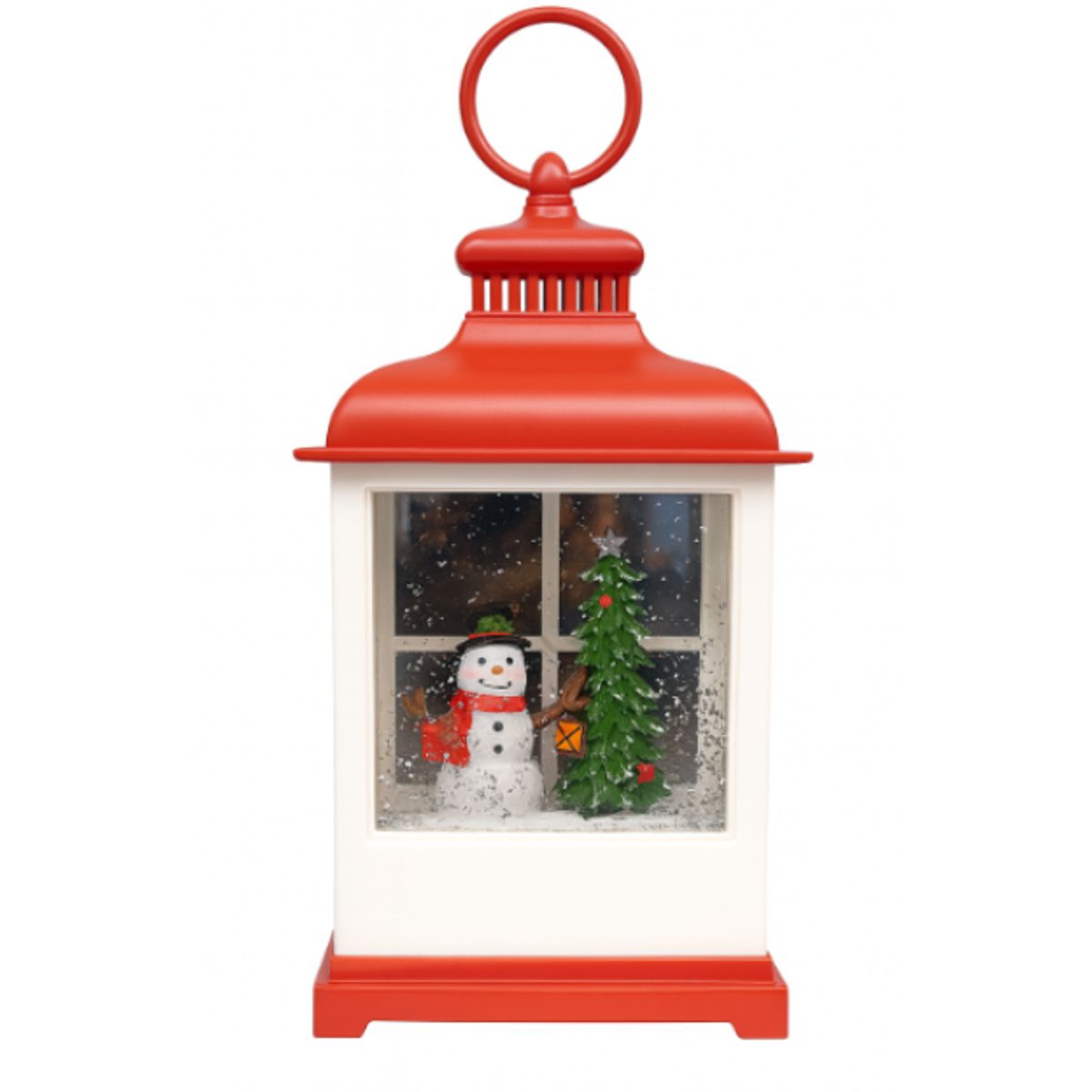 GENERICO - Farol Navideño Decorativo con Muñeco de Nieve y Arbol, Adorno Navideño Elegante 14