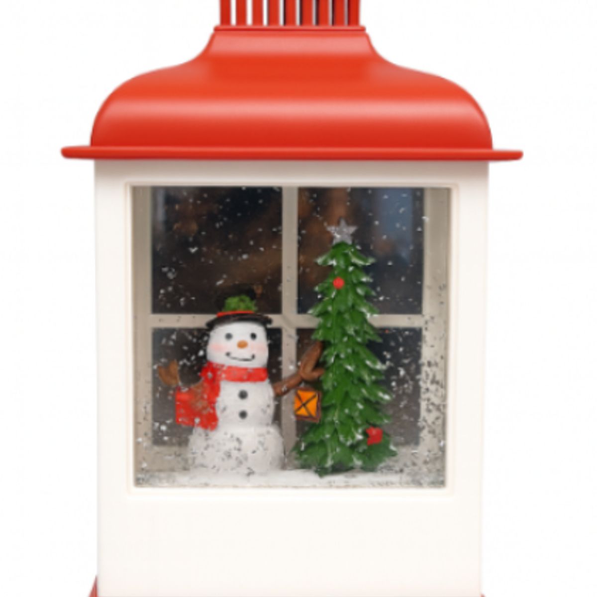 GENERICO - Farol Navideño Decorativo con Muñeco de Nieve y Arbol, Adorno Navideño Elegante 14