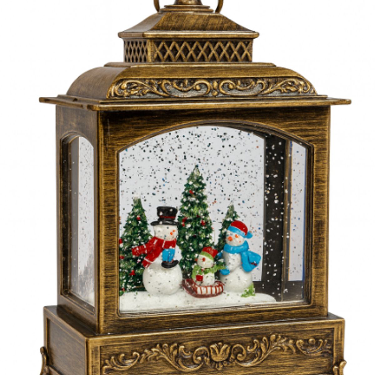 GENERICO - Farol Navideño Decorativo con Muñecos de Nieve y Luz Con Efecto Nieve, Adorno Navideño Elegante 47