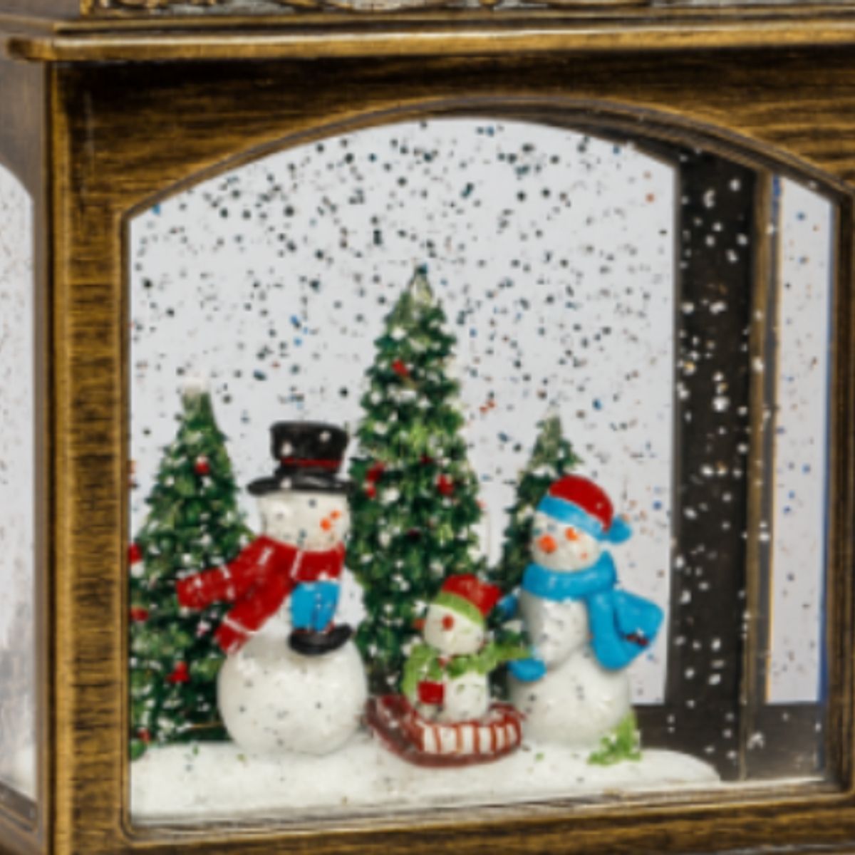 GENERICO - Farol Navideño Decorativo con Muñecos de Nieve y Luz Con Efecto Nieve, Adorno Navideño Elegante 47