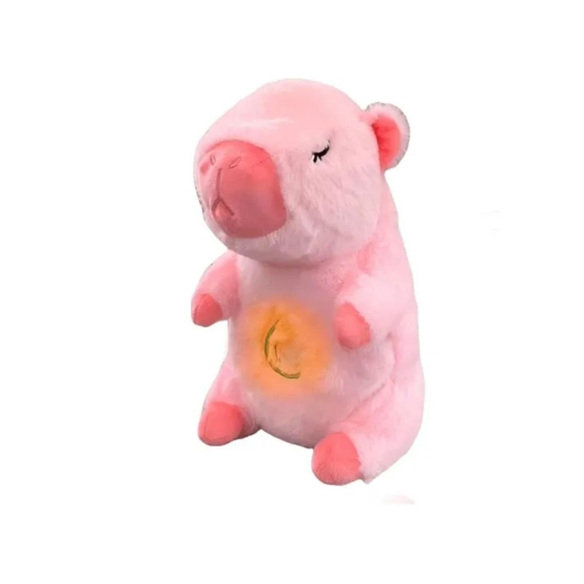 GENERICO - Peluche Capibara Color Rosado respira Tiene Luz Y Música Juguete