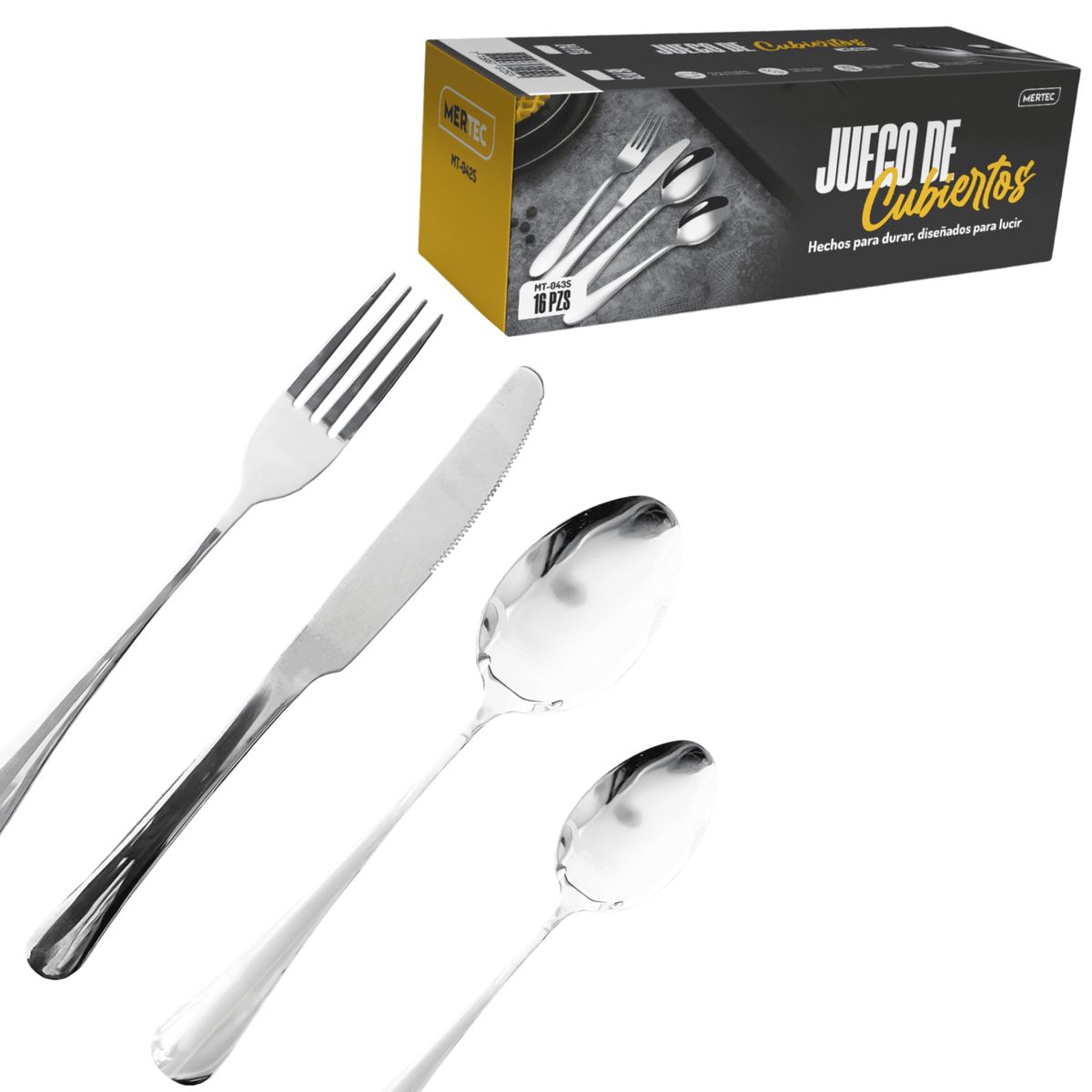 MERTEC - Set Cubiertos 24 piezas Mertec Acero Inoxidable MT042S