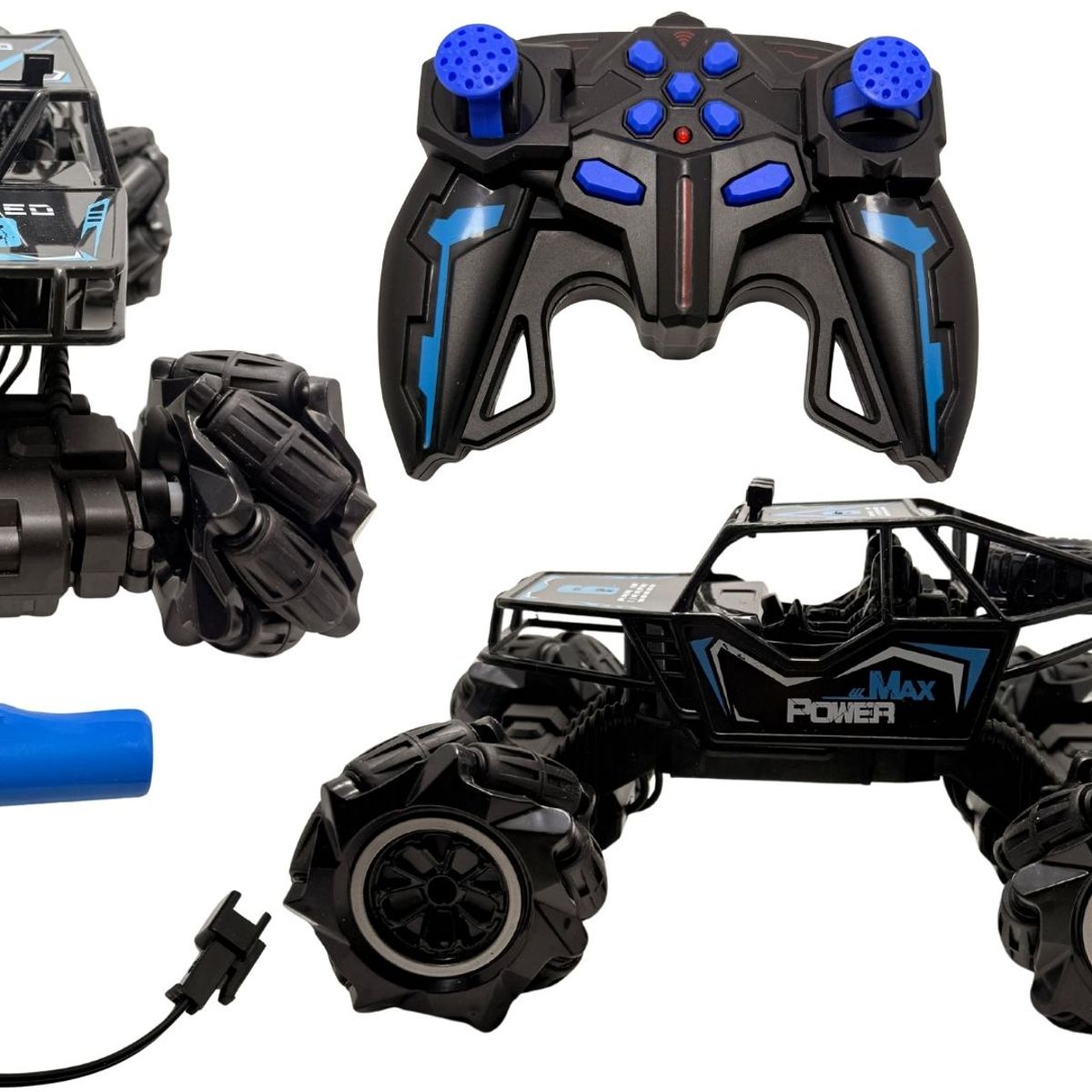 MAZUGI - Carro Loco Todo Terreno Luces A Control Remoto Juguete Niños Rojo