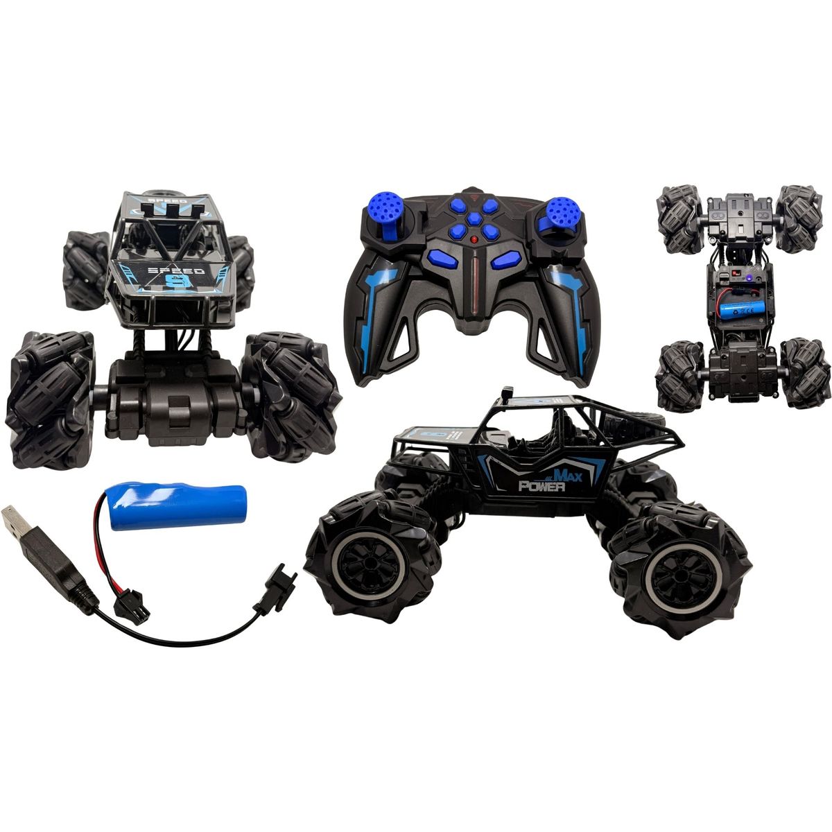 MAZUGI - Carro Loco Todo Terreno Luces A Control Remoto Juguete Niños Rojo