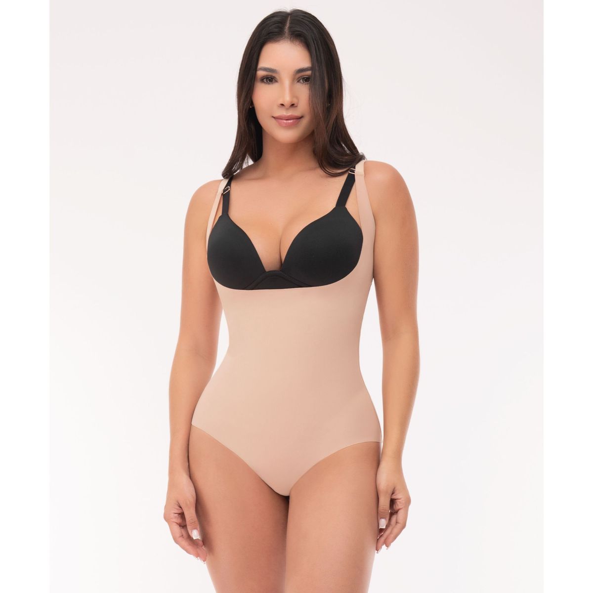 FAJATE - Body invisible sin costuras de busto libre con compresión uniforme en abdomen y cintura color beige