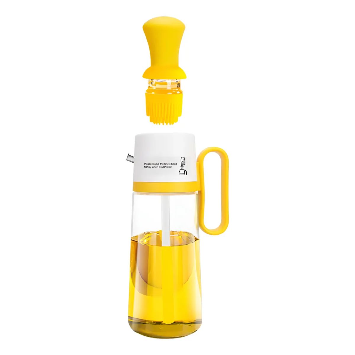 GENERICO - Botella Dispensadora Aceite Vidrio Cepillo Silicona 2 en 1