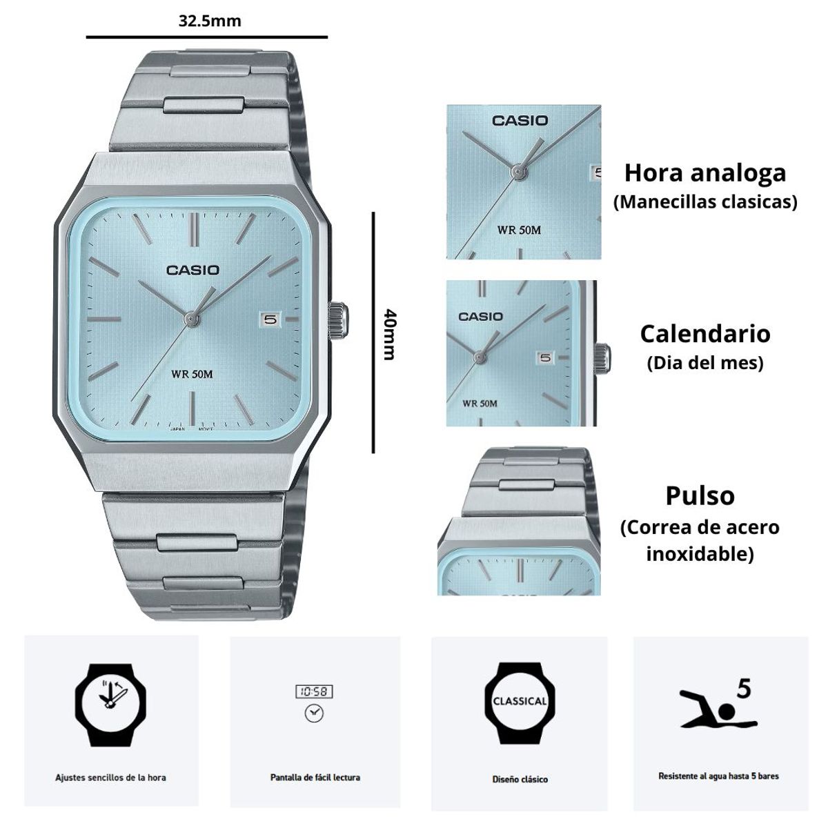 CASIO - Reloj Casio Referencia MTP-B185D-2A2 Diseño Elegante