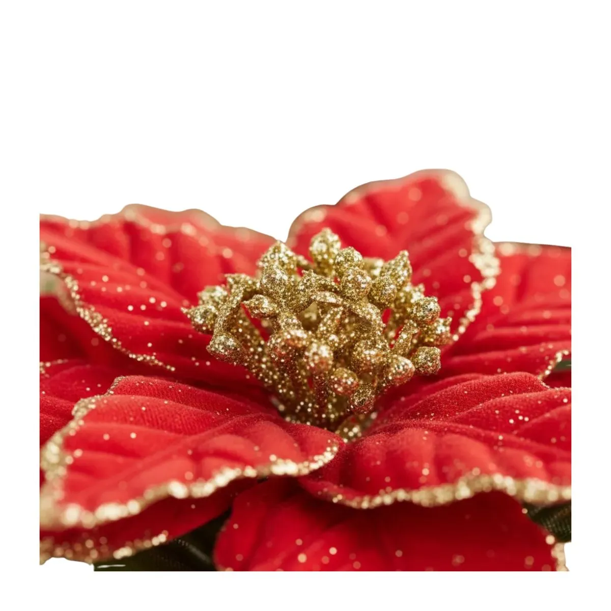 GENERICO - 6 Unidades Flor Navidad Rojo Borde Dorado 25 Cms