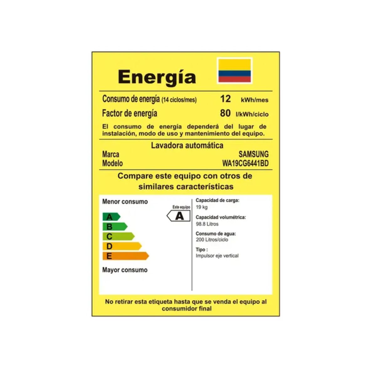 SAMSUNG - Lavadora SAMSUNG 19 kg WA19CG6441BDCO – Eficiencia, potencia y cuidado total