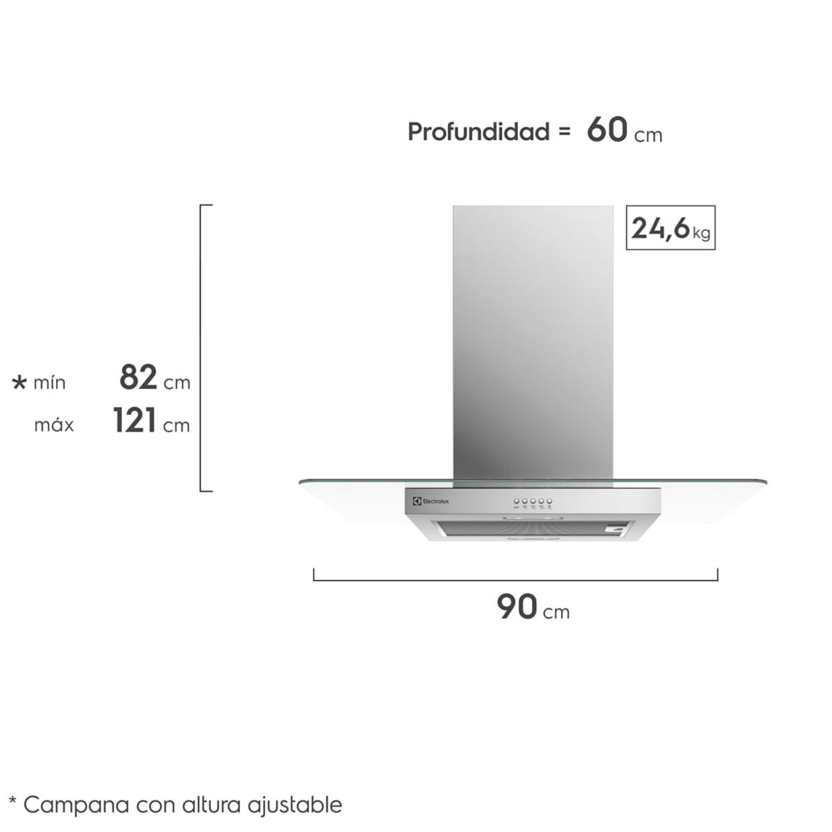 ELECTROLUX - Campana Extractora Electrolux Empotrable Isla 90cm Luz LED Inox CE9IX