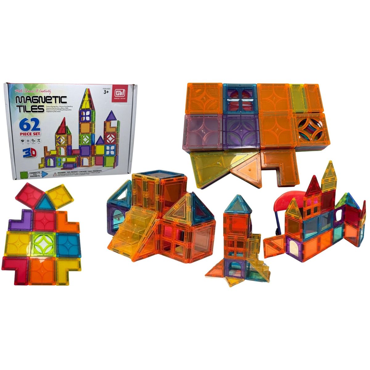 MAZUGI - Bloques Magnéticos Set Construcción Imanes Educativos 62 Pcs Imanes