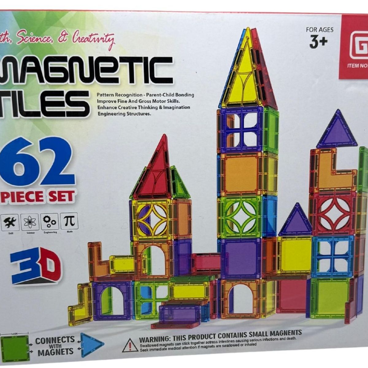 MAZUGI - Bloques Magnéticos Set Construcción Imanes Educativos 62 Pcs Imanes