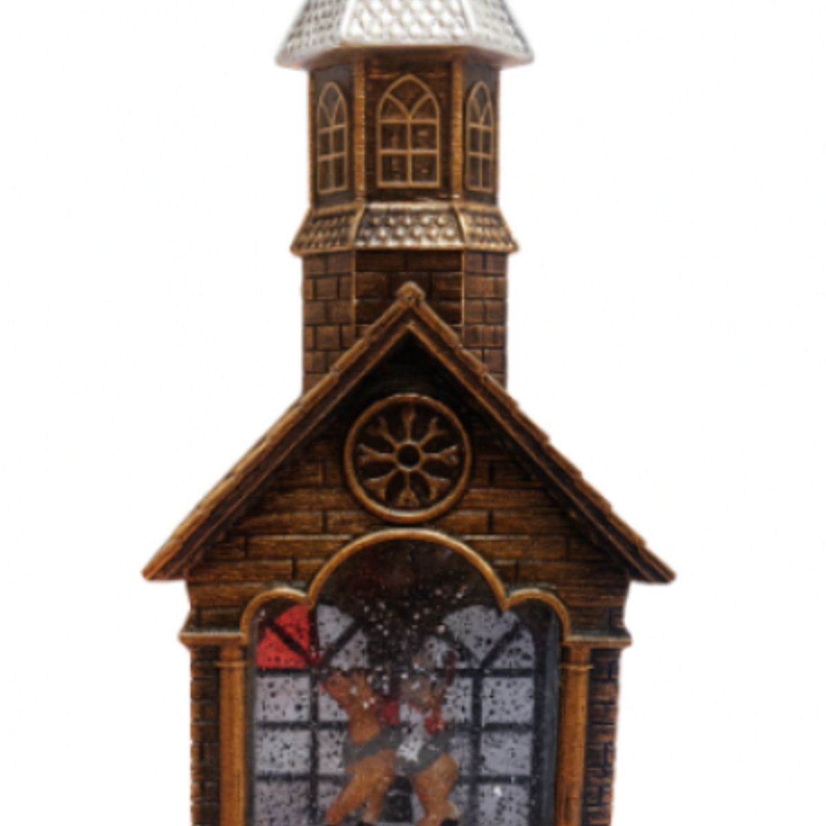 GENERICO - Iglesia Navideña Decorativo con Muñeco de Nieve y Luz Con Efecto Nieve, Adorno Navideño Elegante 70