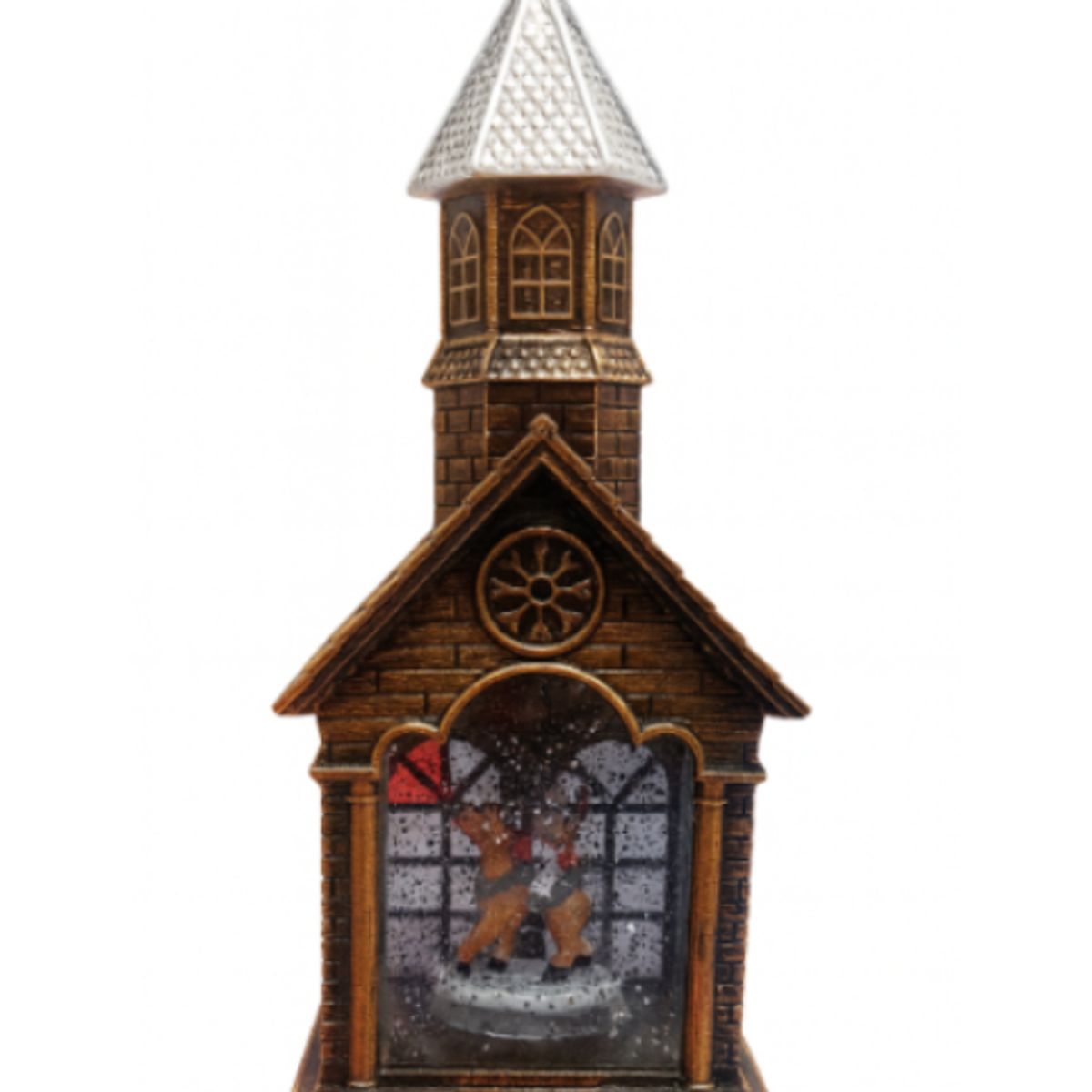 GENERICO - Iglesia Navideña Decorativo con Muñeco de Nieve y Luz Con Efecto Nieve, Adorno Navideño Elegante 70