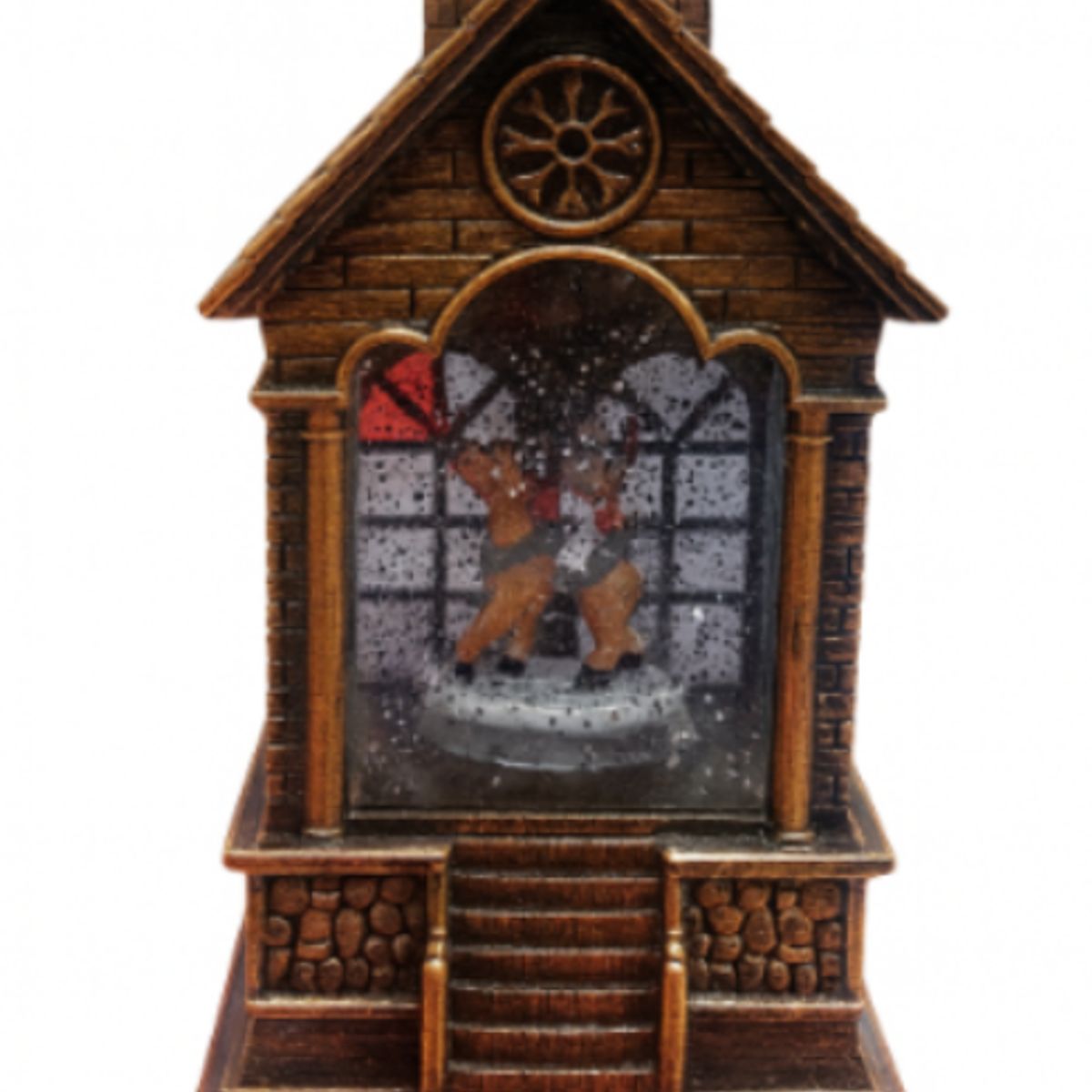 GENERICO - Iglesia Navideña Decorativo con Muñeco de Nieve y Luz Con Efecto Nieve, Adorno Navideño Elegante 70