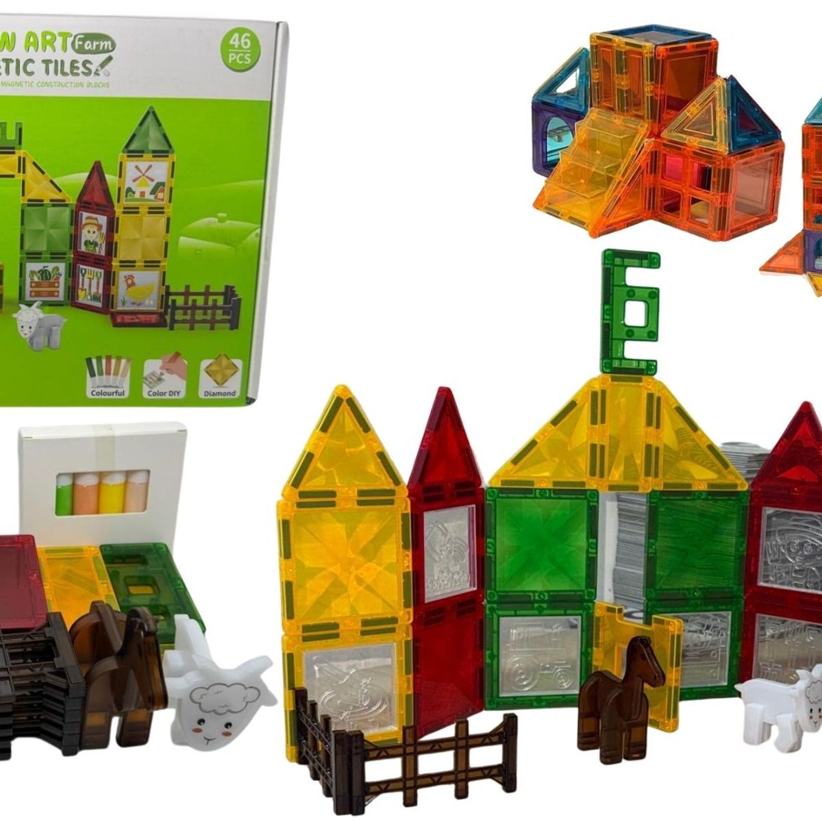 MAZUGI - 46 Bloques Granja Magnéticos Construcción Imanes Educativos Imanes