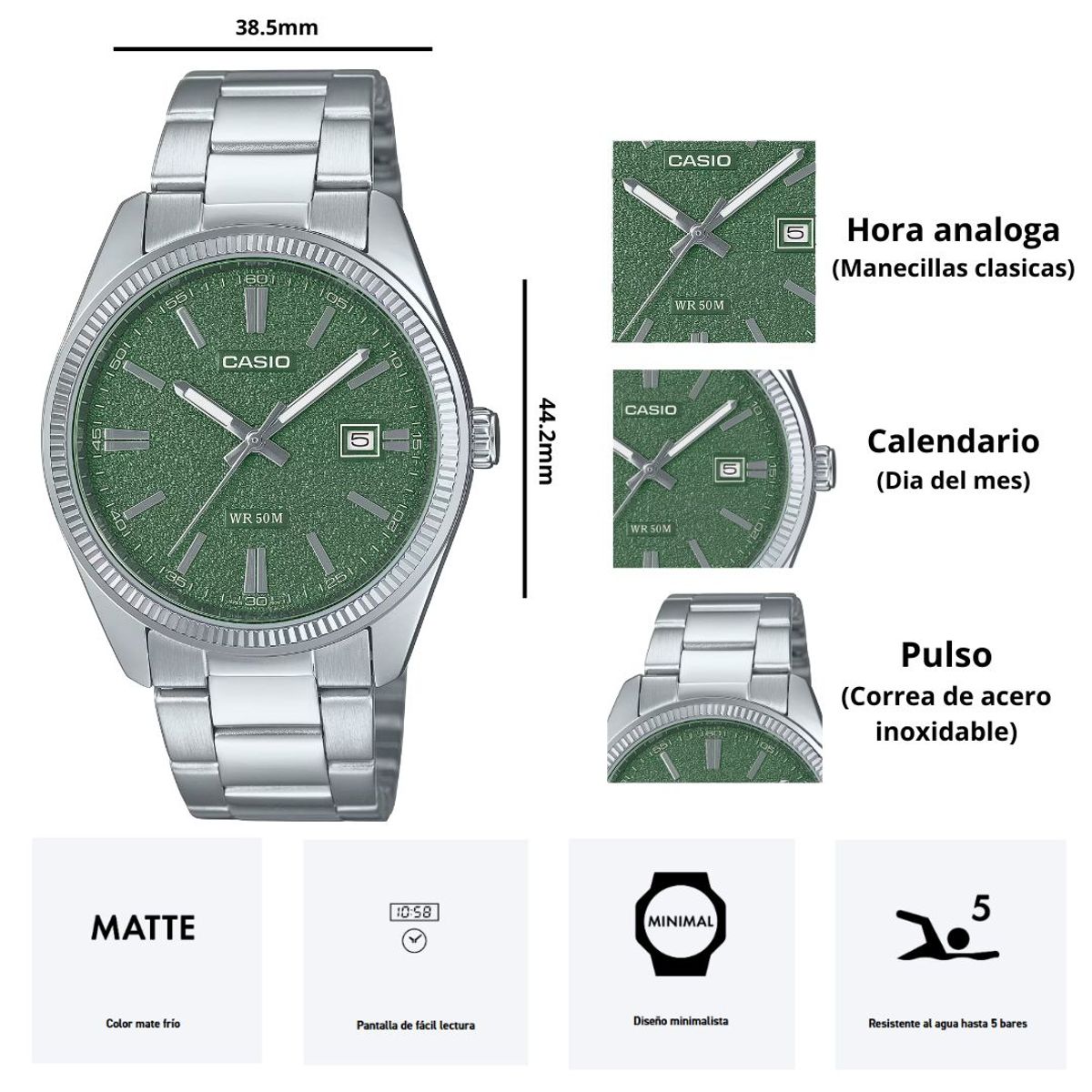 CASIO - Reloj Casio MTP-1302DA-3A Diseño Elegante