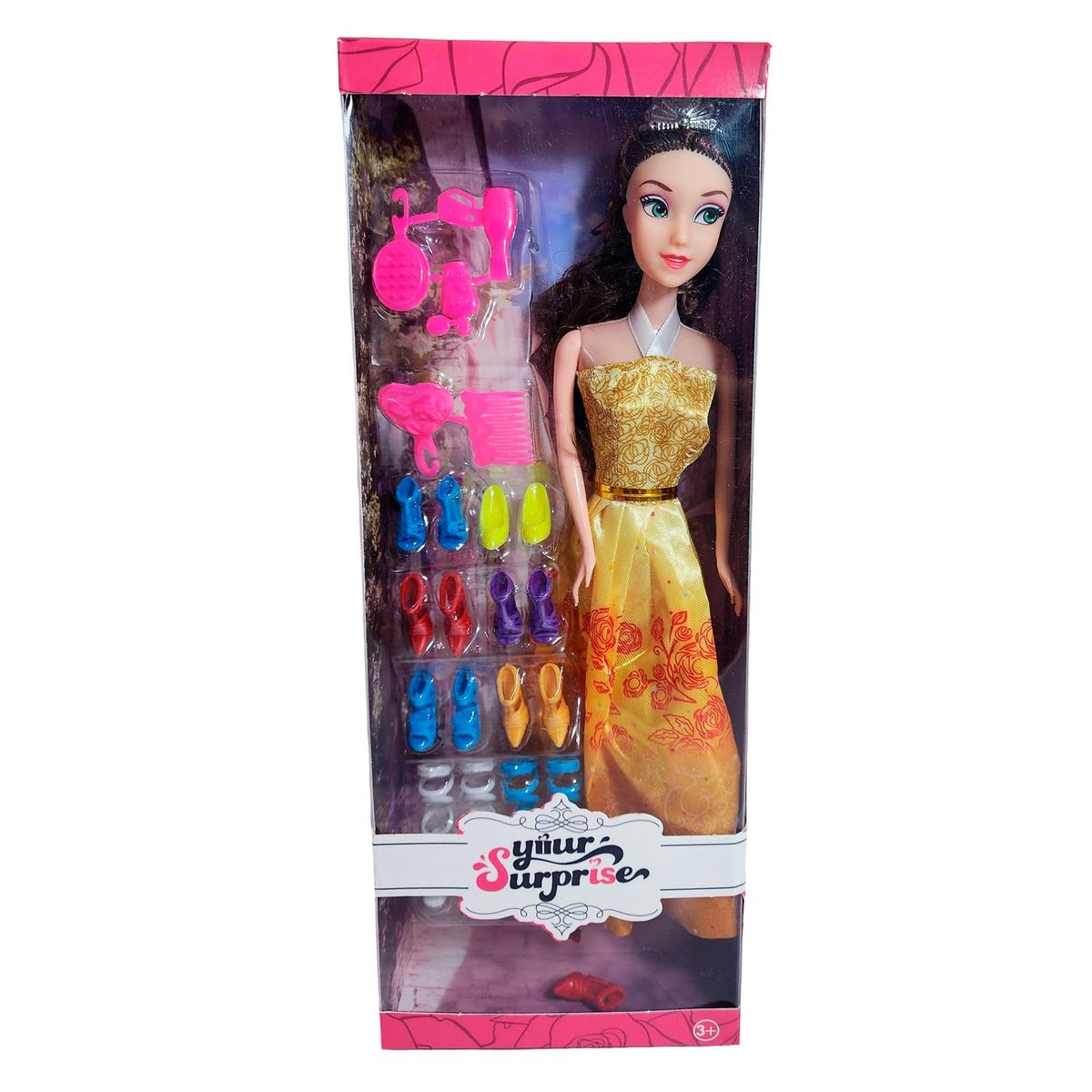 GENERICO - Muñeca Vestido Princesa Con Corona + Zapatos Y Accesorios