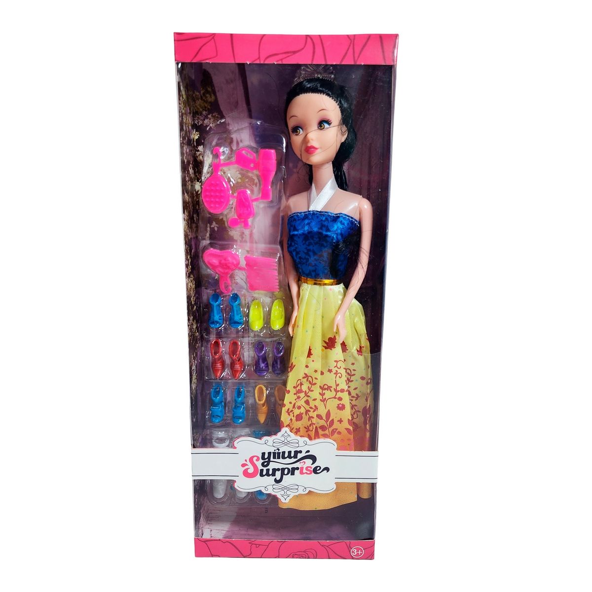 GENERICO - Muñeca Vestido Princesa Con Corona + Zapatos Y Accesorios