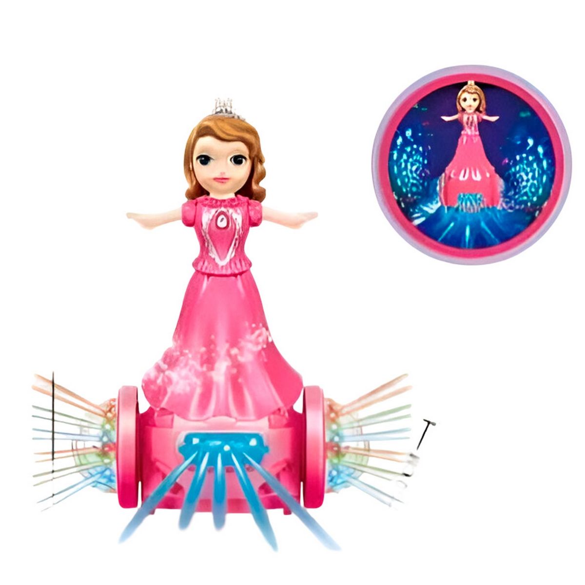 GENERICO - Muñeca Robot Princesa Scooter Luces Movimiento + Baterias